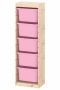 Стеллаж вертикальный 440х300х1420 ТРУФАСТ б/п сосна,контейнеры:розовый (5Б) Profi&Hobby